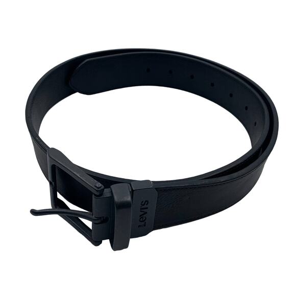 Levis Belt Men Reversible Med 34-36 Black/Brown Leather 1.5" Wide Pewter Buckle - Picture 1 of 4